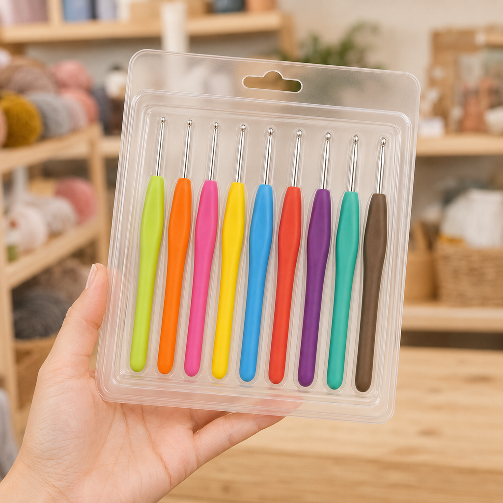 9-Piece Ergonomic Crochet Hook Set, 2.0–6.0 mm