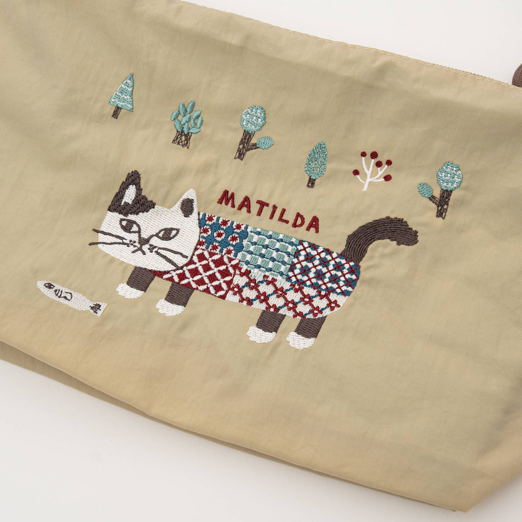 Kusuguru Japan Embroidered Cat Multi-Use Crossbody Bag