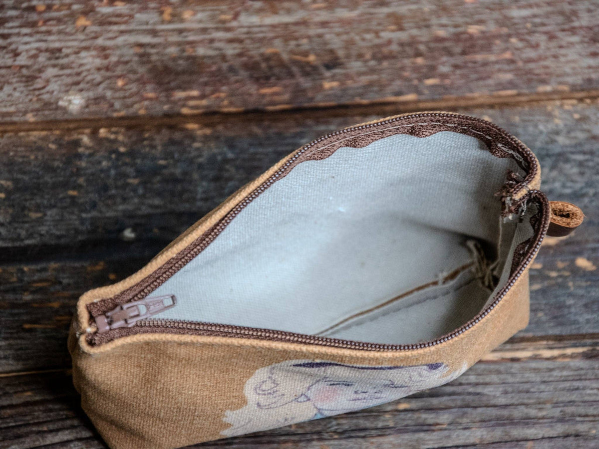Dolly Hand Printed Canvas Zipper Pouch