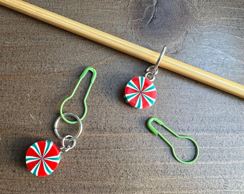 Peppermint  stitch marker set - 2 piece