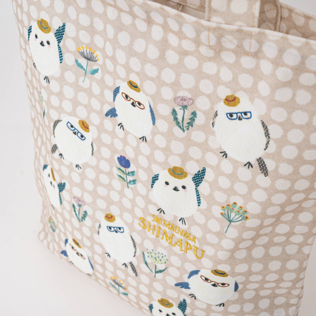 Kusuguru Shimapu Bird Embroidered Canvas Shoulder Tote