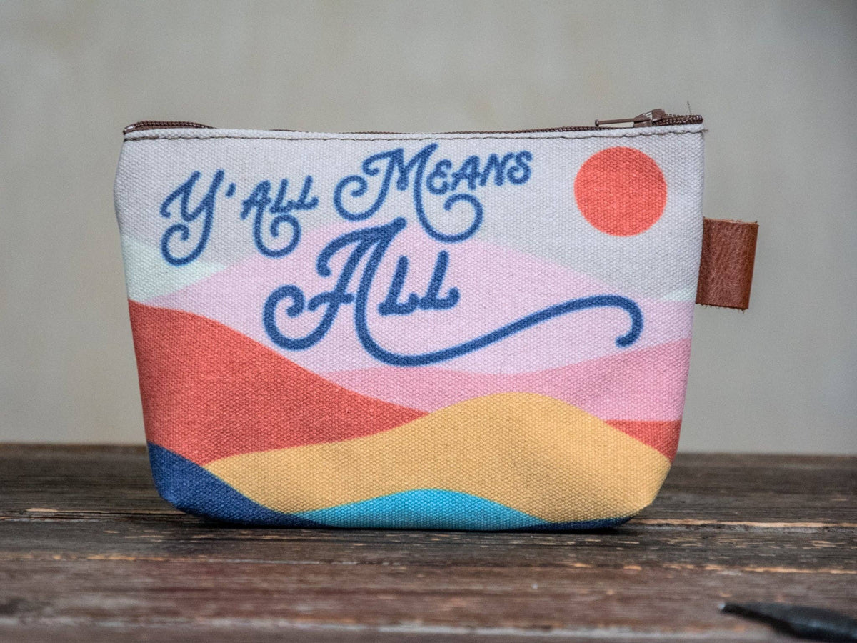 Y'all Means All Mountain Handprinted Canvas Zipper Pouch