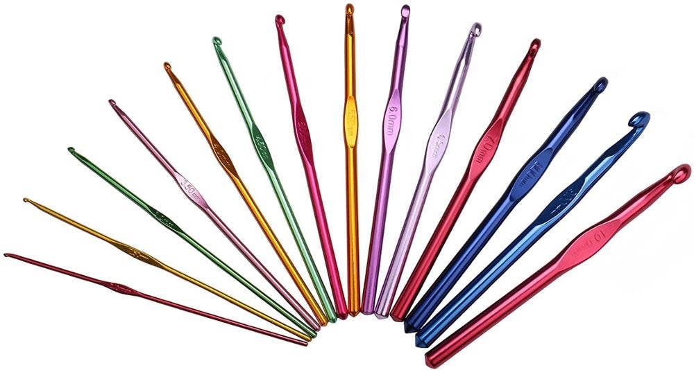 14-Size Multicolor Aluminum Crochet Hook Set for Crafters