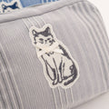 Kusuguru Japan Embroidered "Bowtie Cat" Multi-Dual Zi Pouch