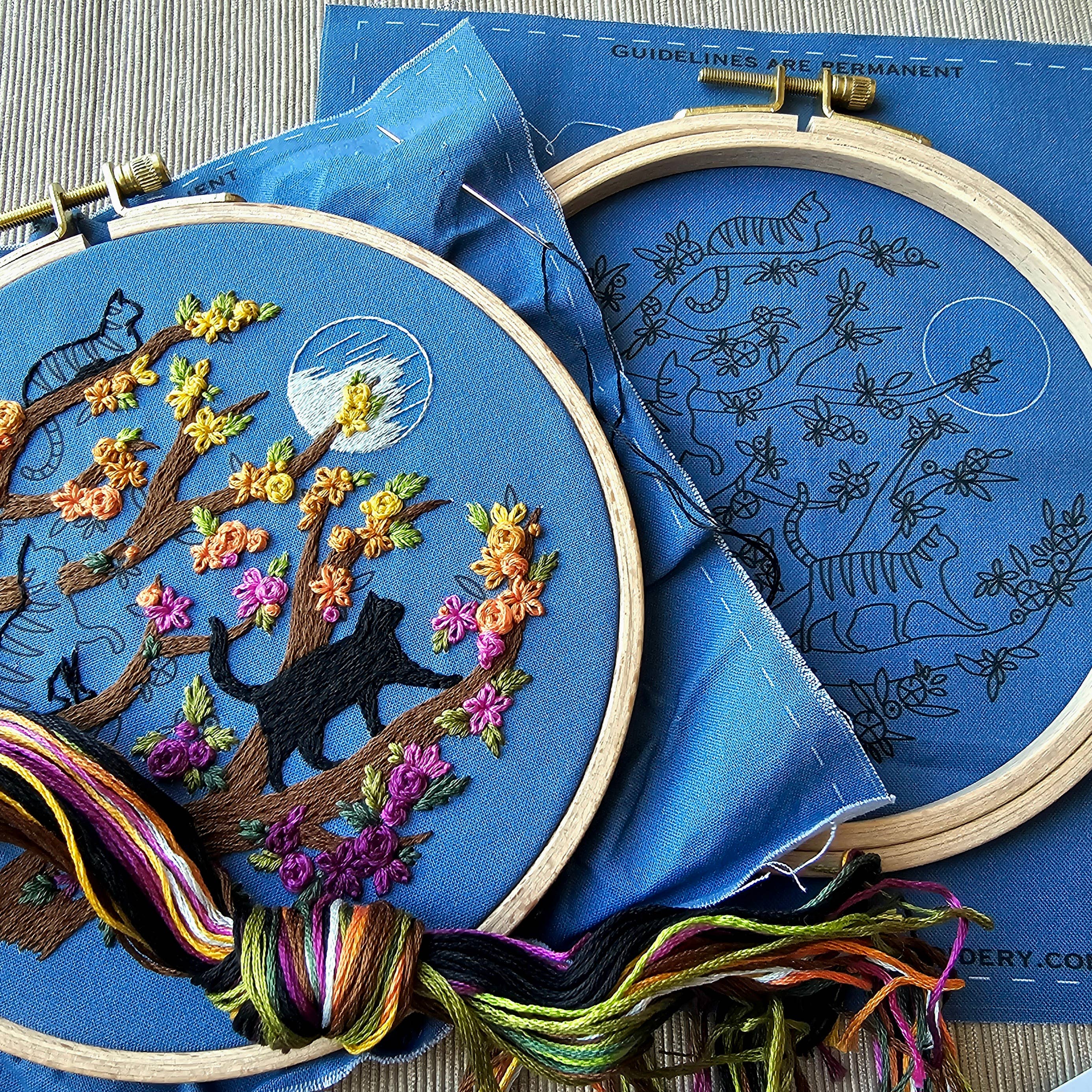 Cats & Full Moon Embroidery Kit