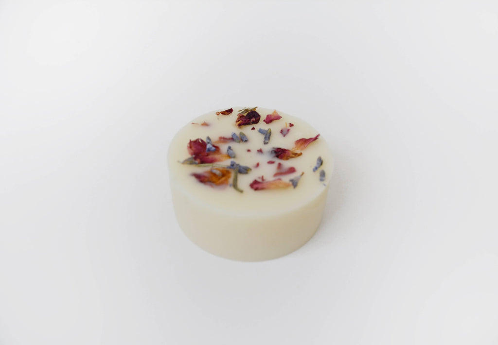 Floral Lotion Bar - 2 oz circle - Lavender - Solid Lotion