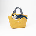 Kusuguru Japan Embroidered Cat Fabric Lunch Tote Bag