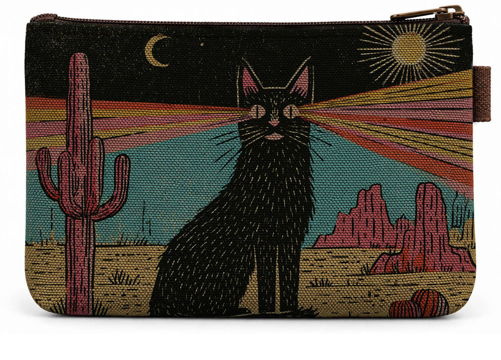 Cosmic Rainbow Cat – Retro Zipper Pouch