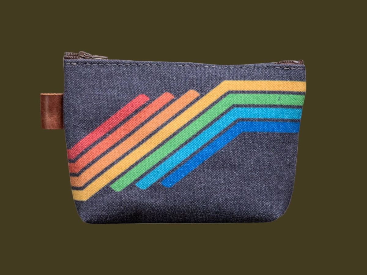 80's Stripes Hand Printed Canvas Zipper Pouch