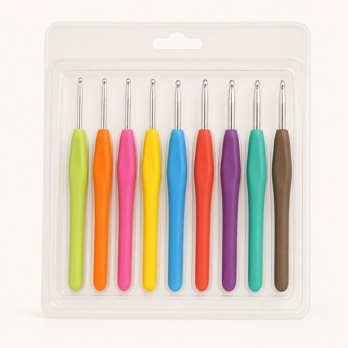 9-Piece Ergonomic Crochet Hook Set, 2.0–6.0 mm