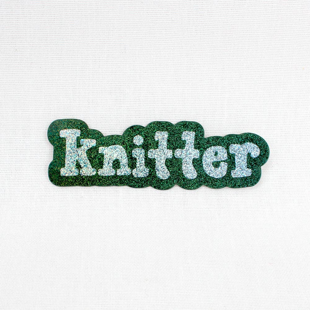 Glitter Knitter Sticker - Green