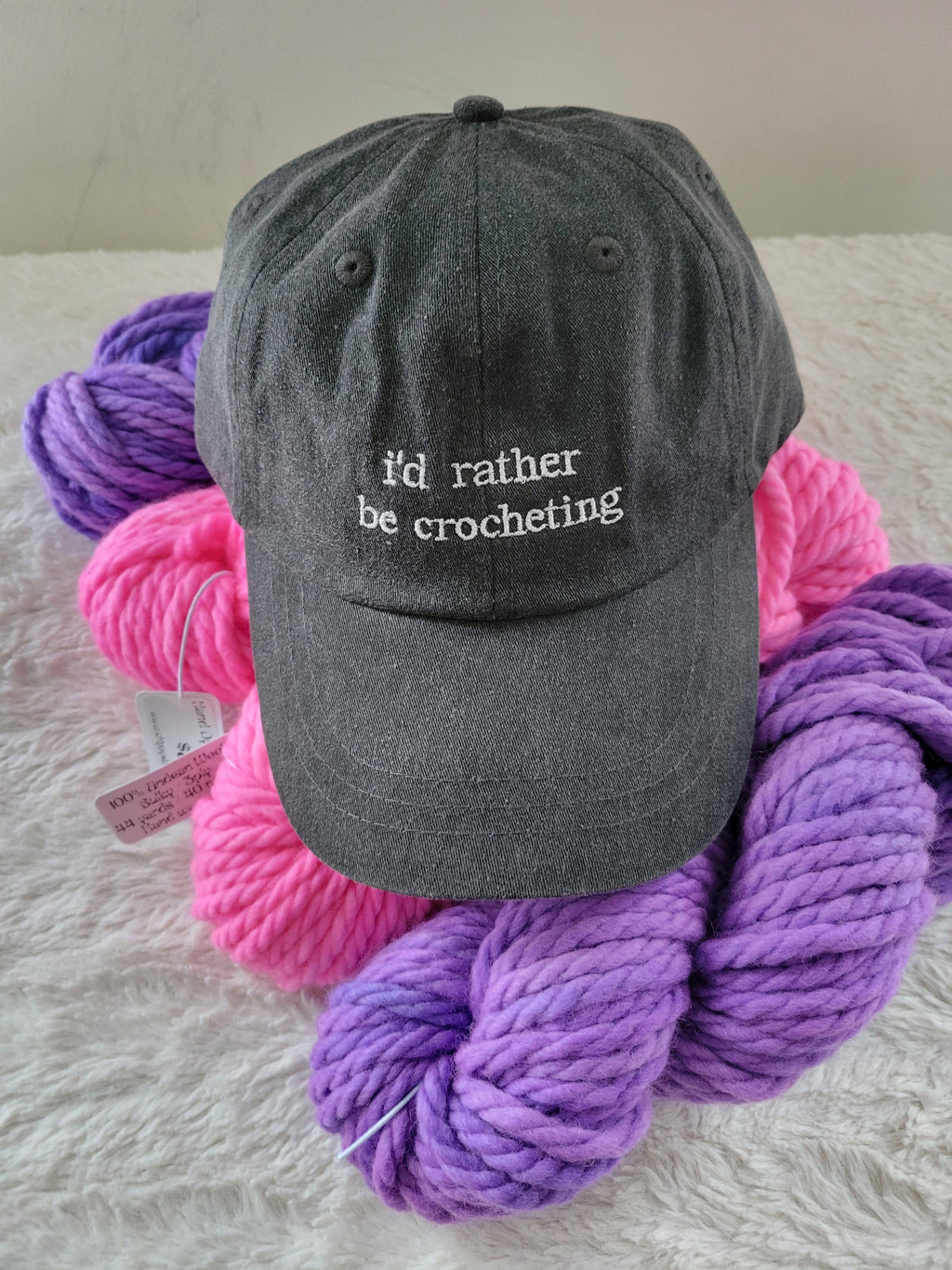 "i'd rather be crocheting" Baseball Hat