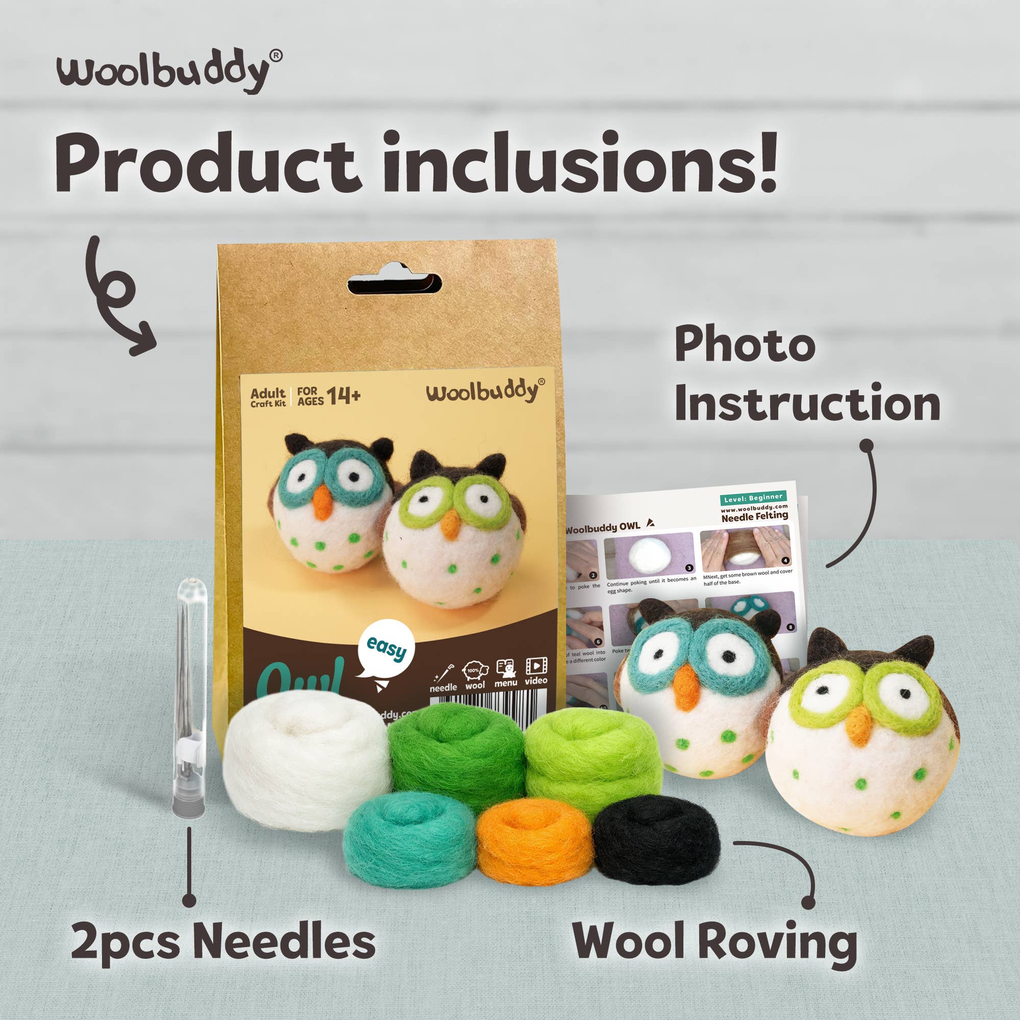 Needle Felting Kit - DIY Owl Craft Kit for Beginners