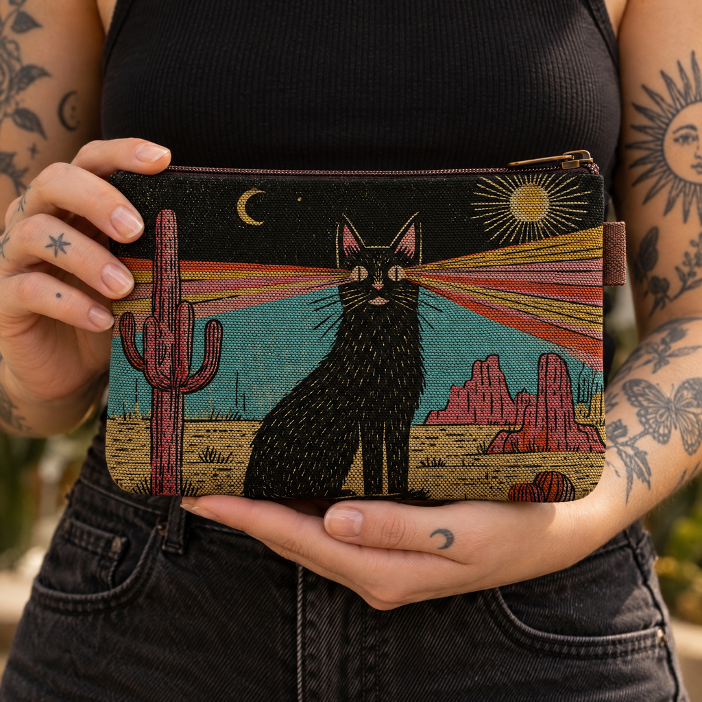 Cosmic Rainbow Cat – Retro Zipper Pouch