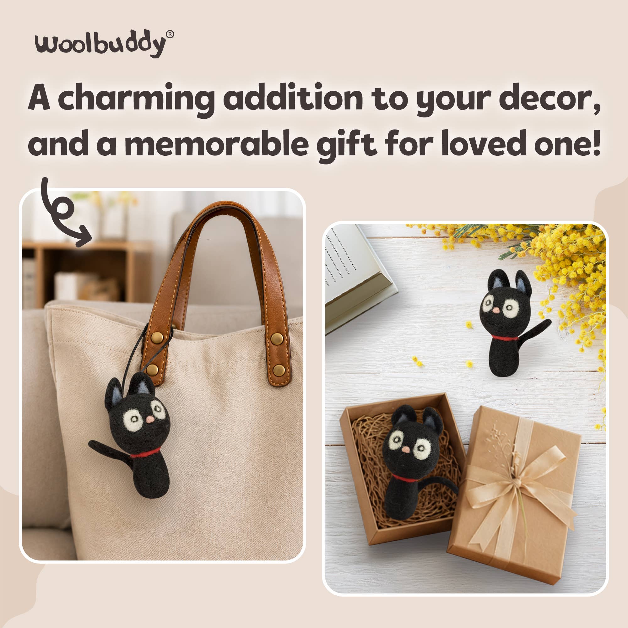 Needle Felting Kit – DIY Black Cat craft kit for beginners