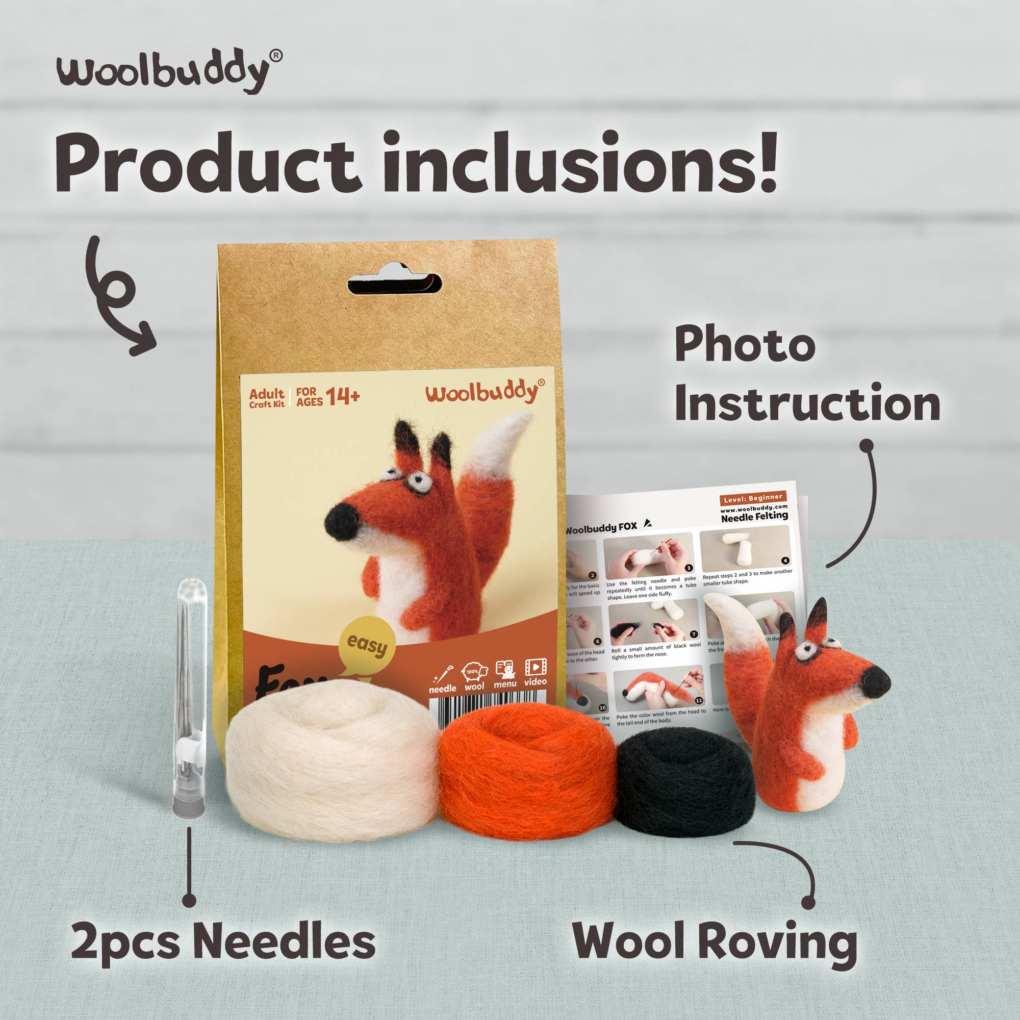 Needle Felting Kit – Wool fox DIY Craft Kit for Beginners