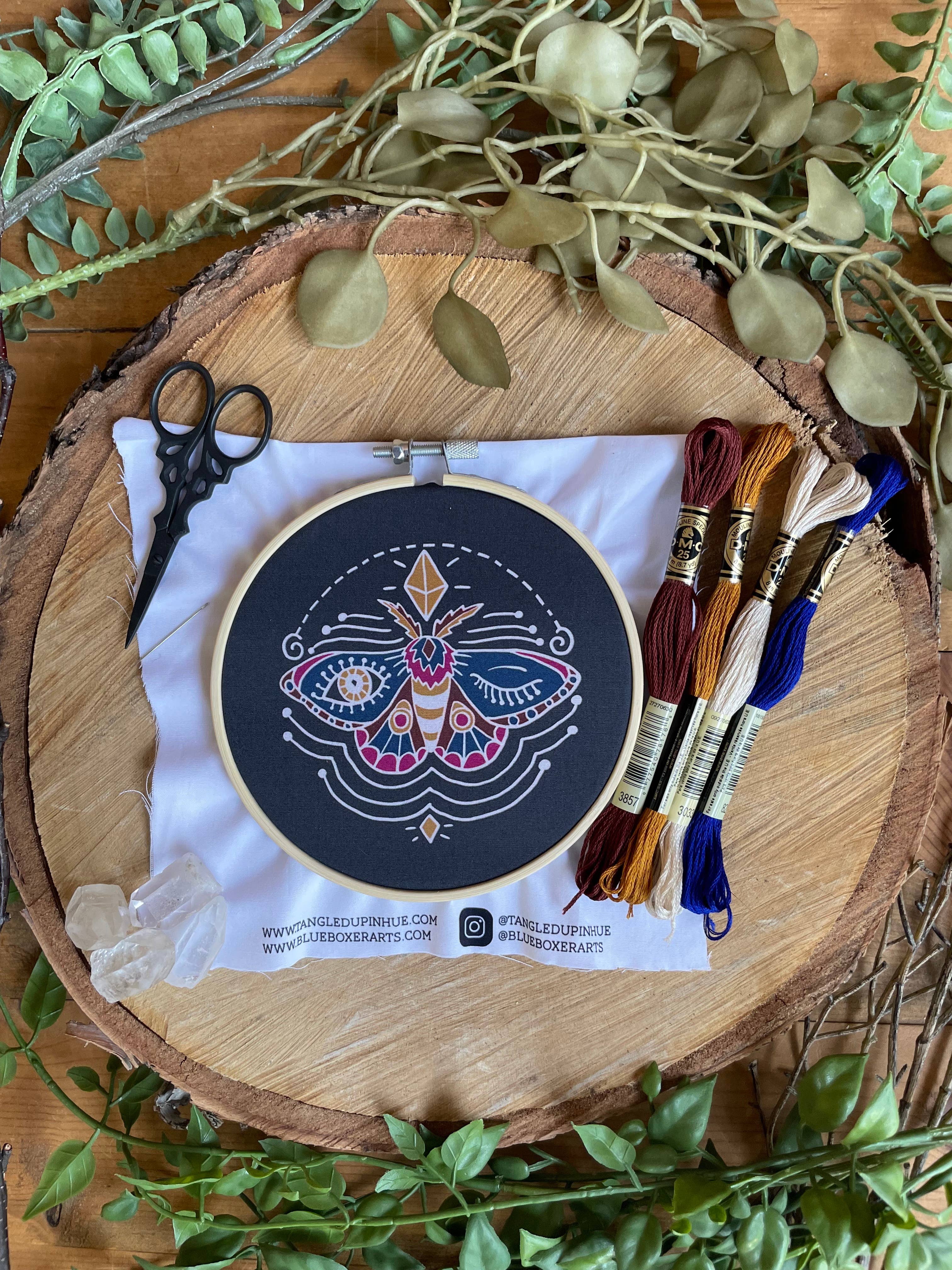 DIY Stitch Kit -  Winking Moth Embroidery Kit