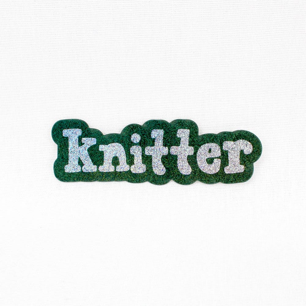 Glitter Knitter Sticker - Green