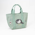 Kusuguru Japan Canvas Tote Bag with Embroidered Cat