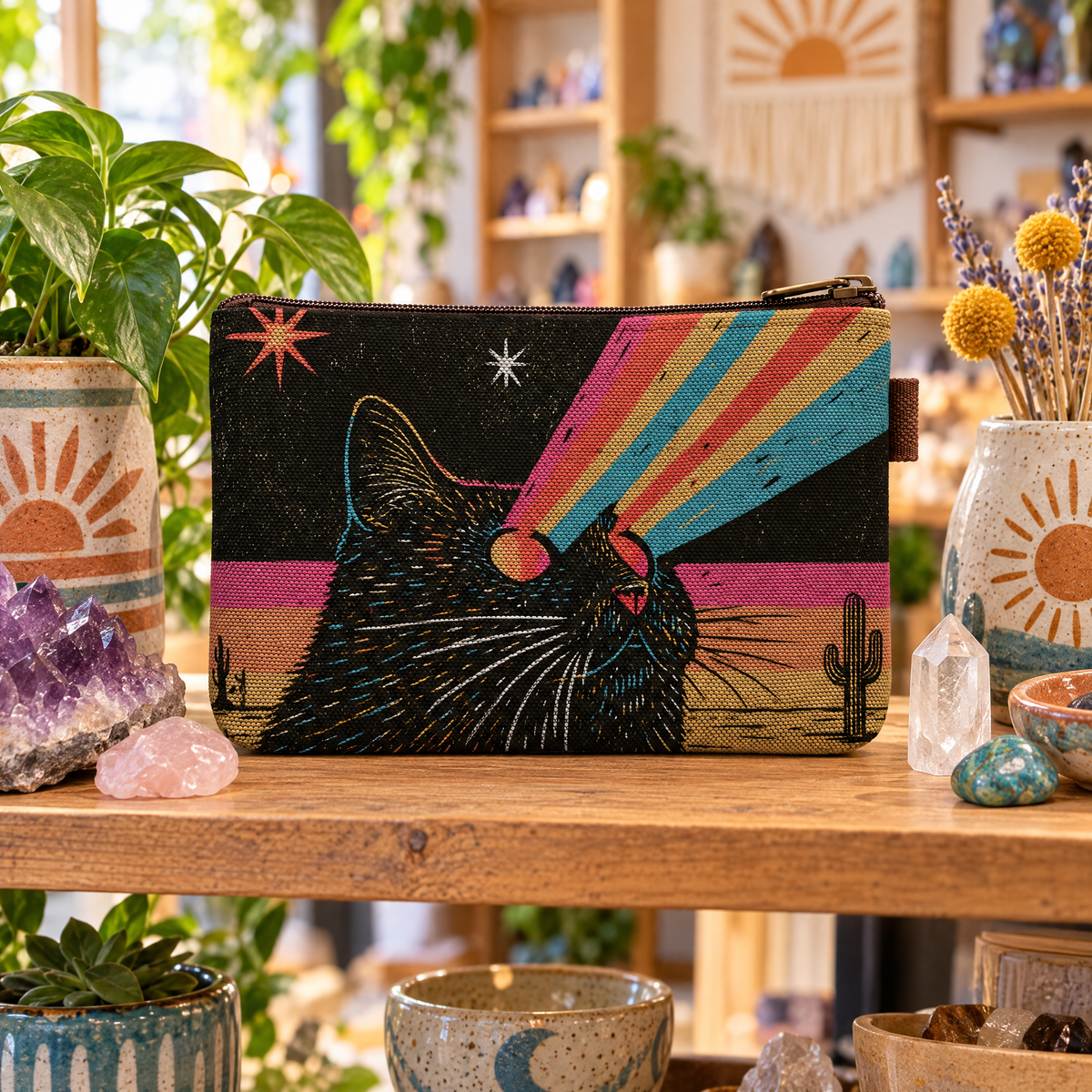 Laser Eyes – Psychedelic Cat Zipper Pouch