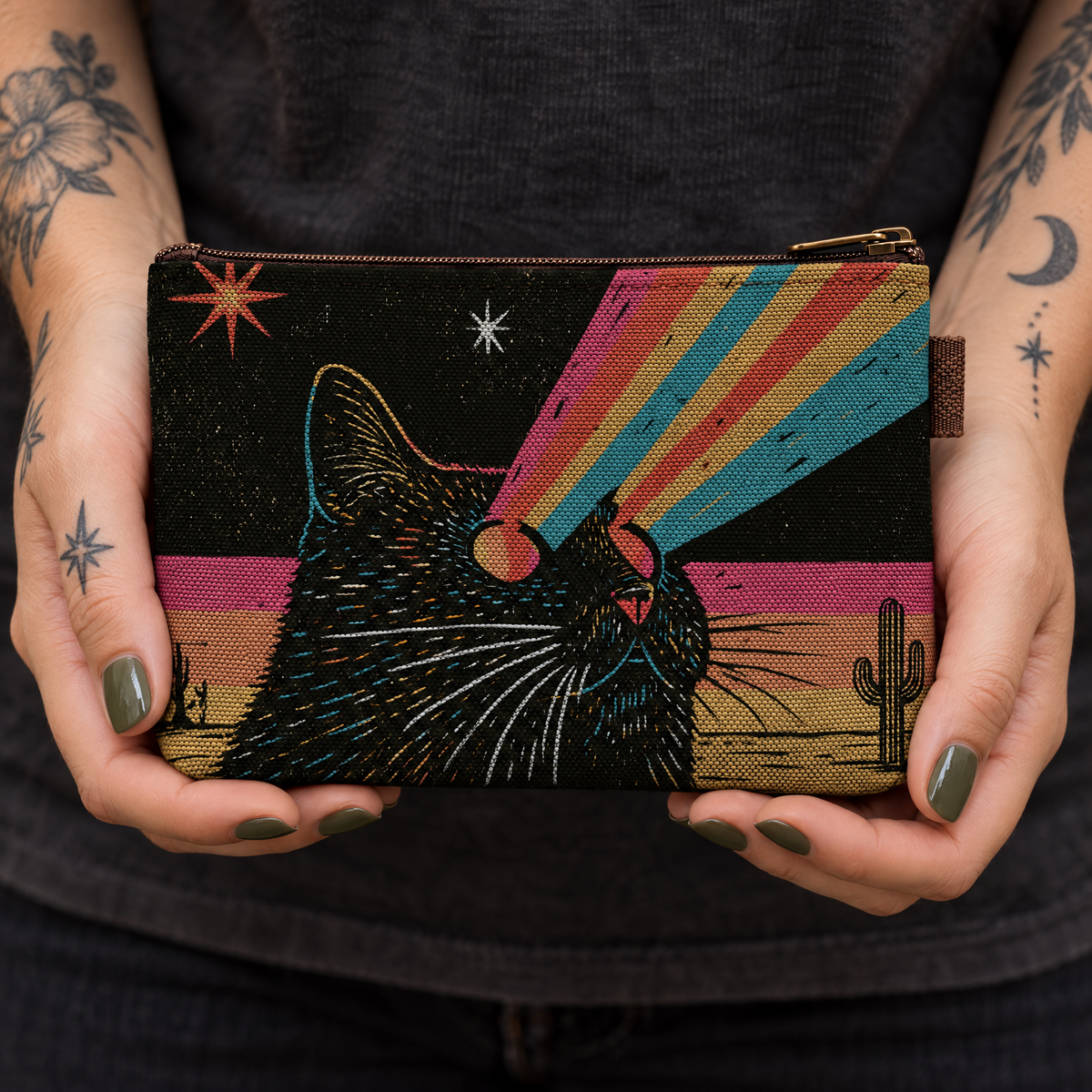 Laser Eyes – Psychedelic Cat Zipper Pouch