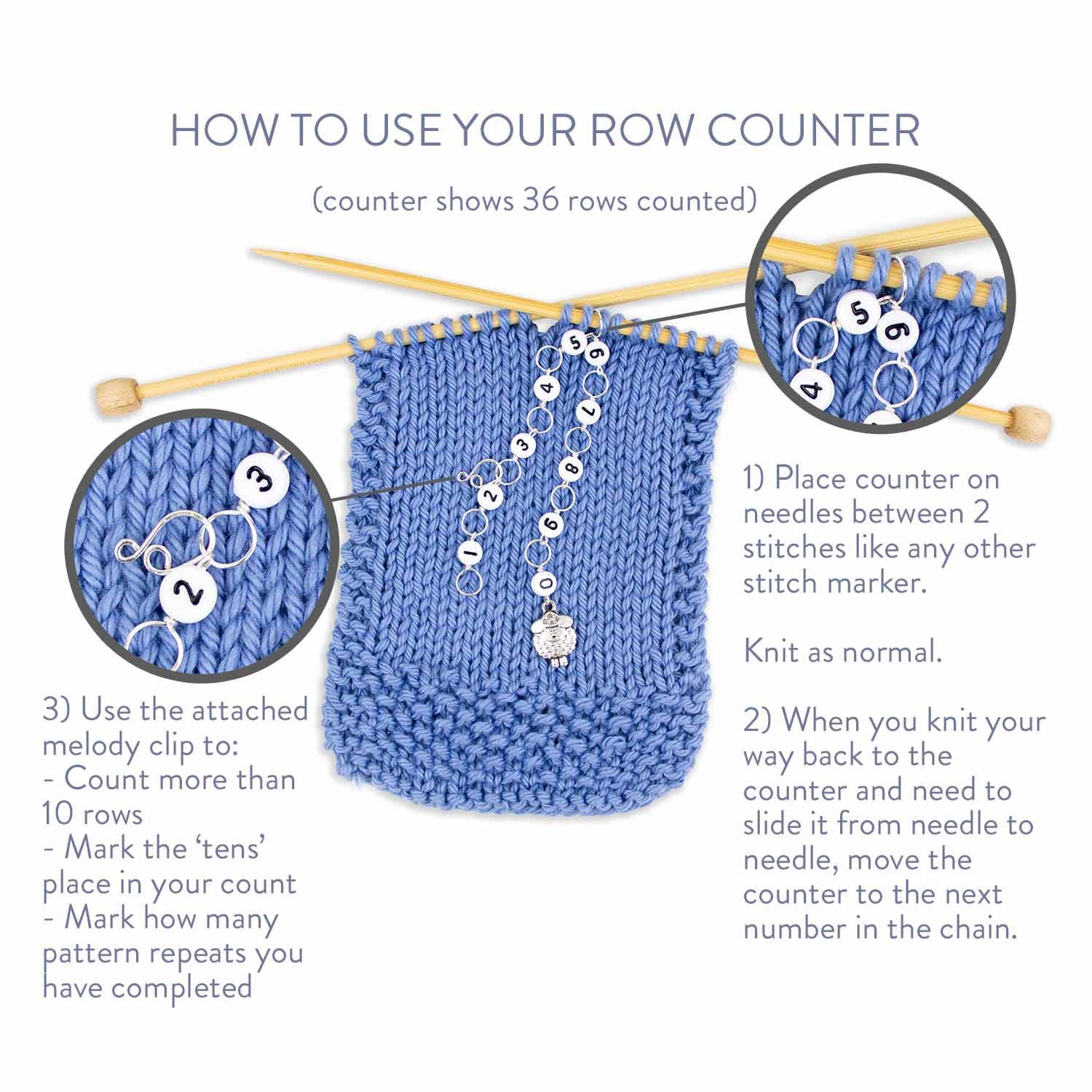 Blue Butterfly Chain Row Counter