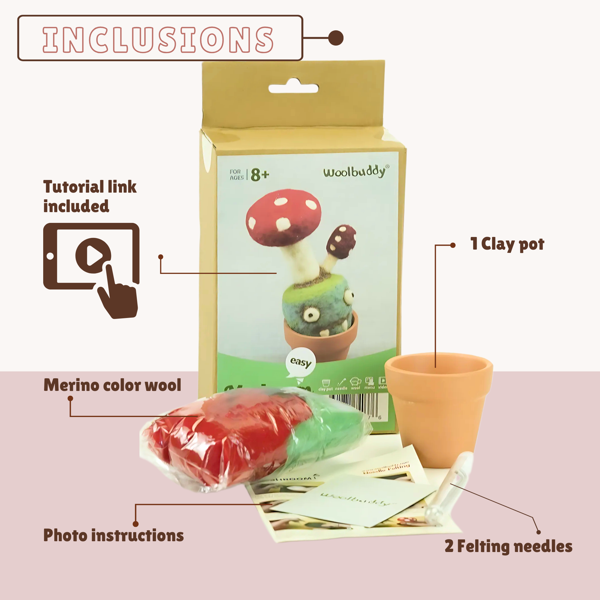 DIY Needle Felting Monster Kit – Mushroom