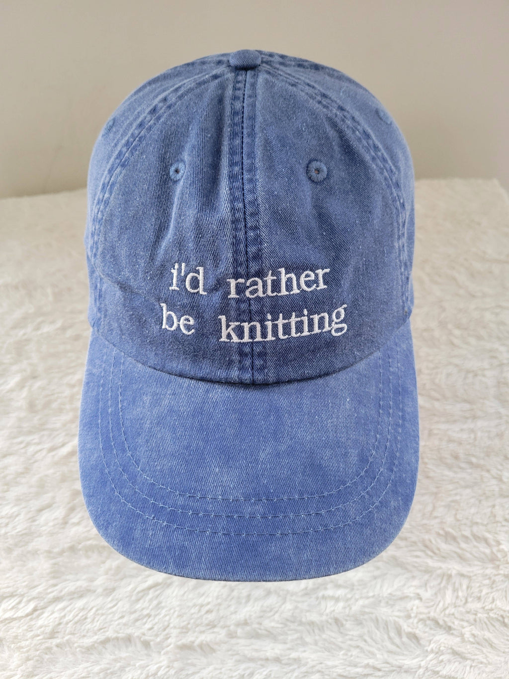 "i'd rather be knitting" Baseball Hat