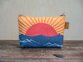 Sun and Sea Handprinted Canvas Zipper Pouch
