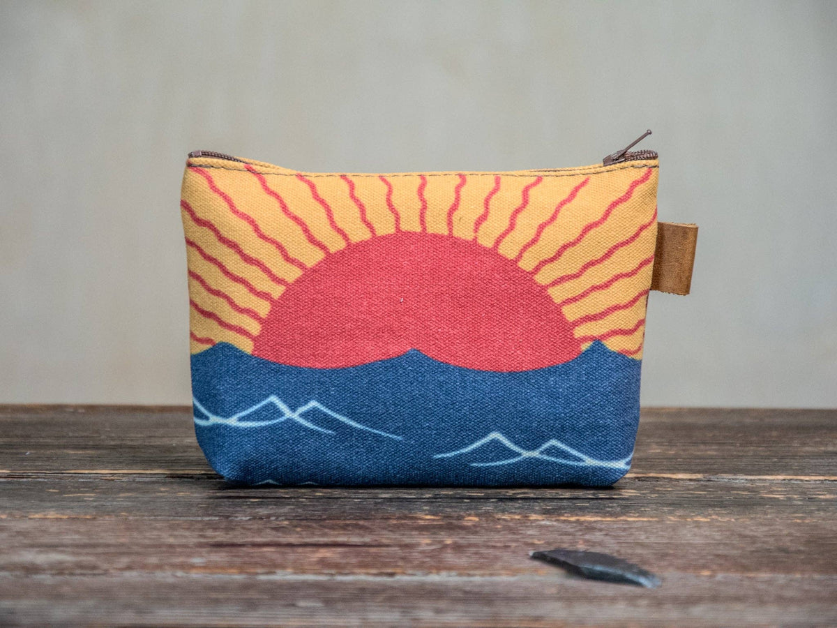 Sun and Sea Handprinted Canvas Zipper Pouch
