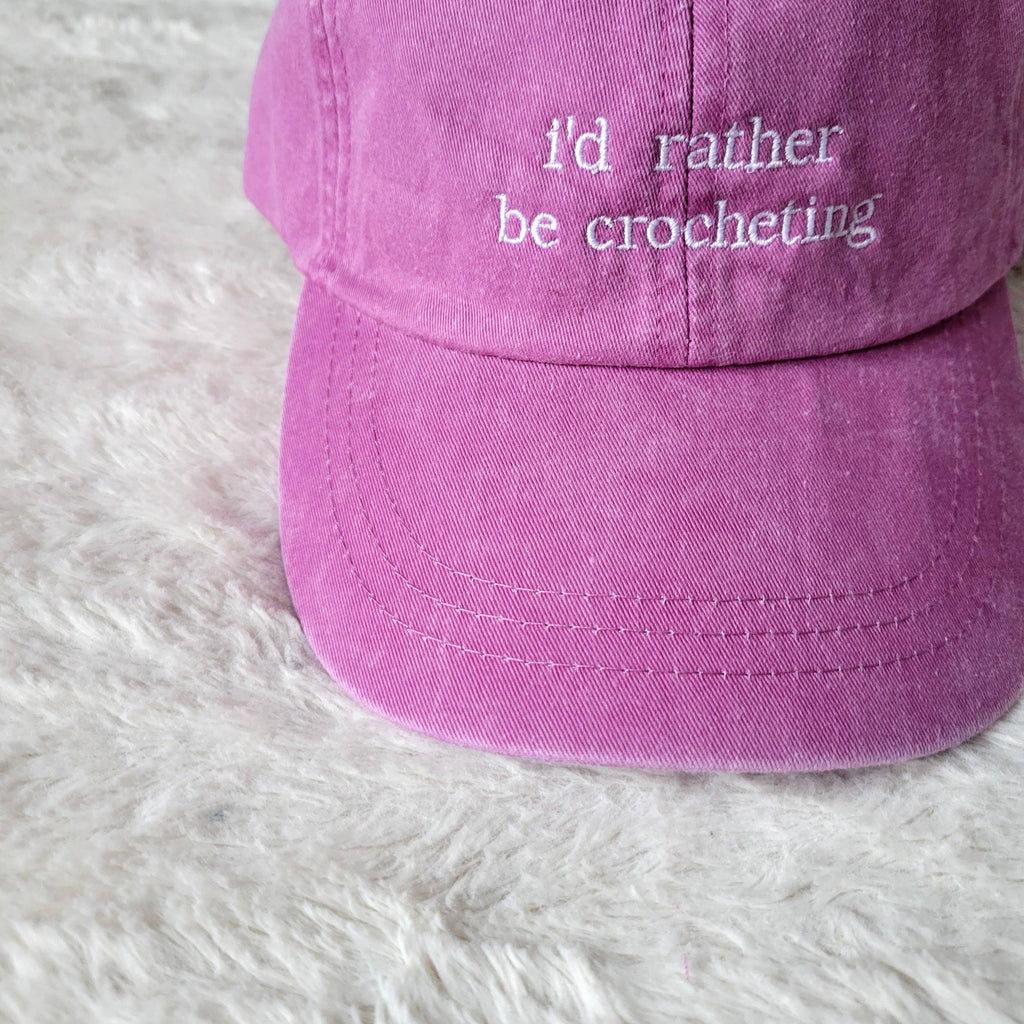"i'd rather be crocheting" Baseball Hat
