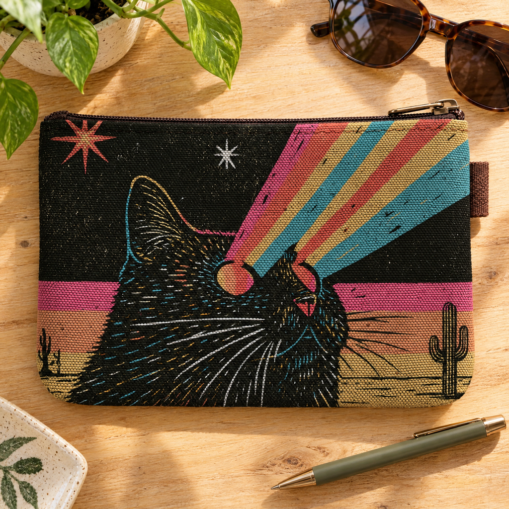 Laser Eyes – Psychedelic Cat Zipper Pouch