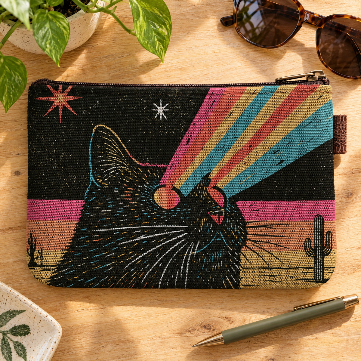 Laser Eyes – Psychedelic Cat Zipper Pouch