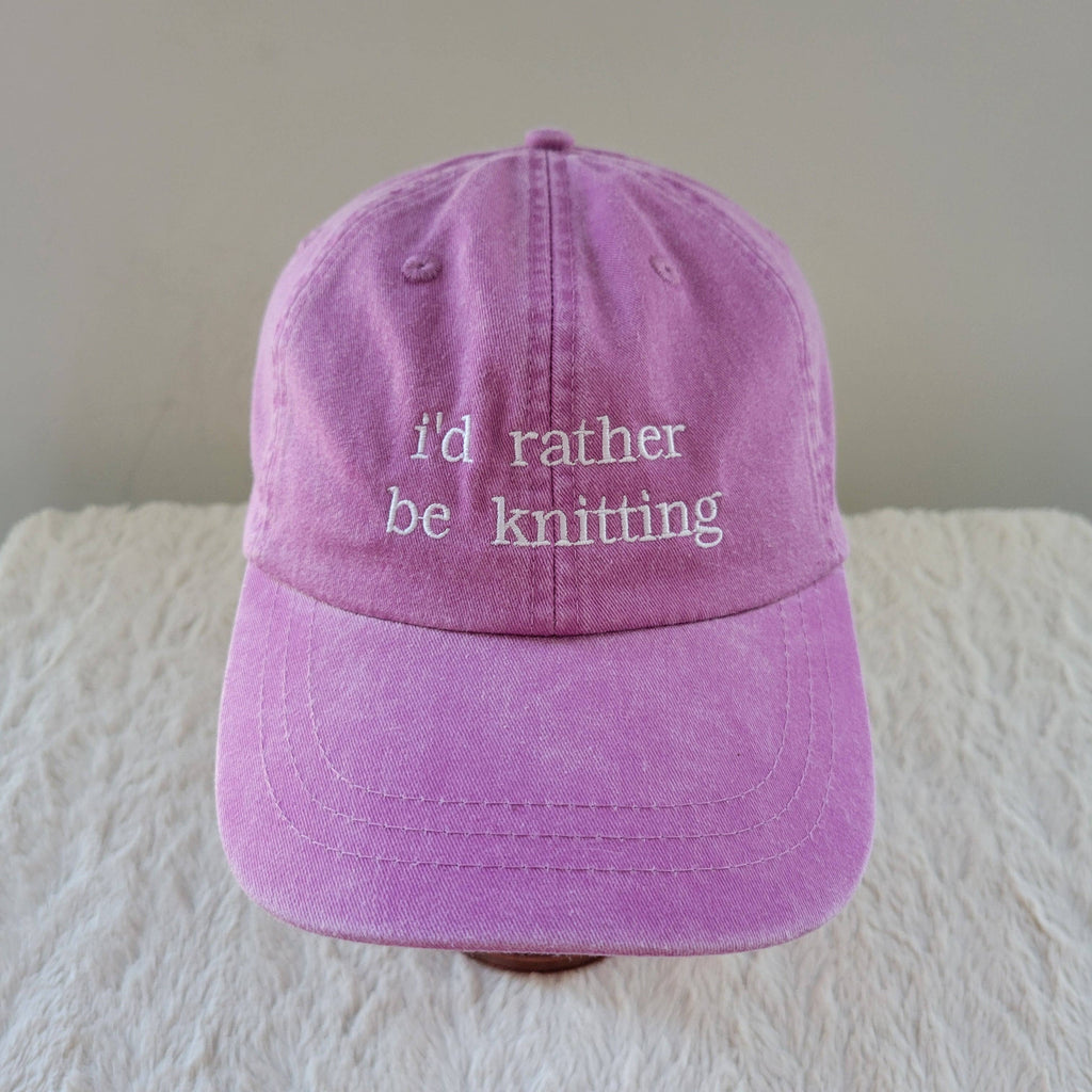 "i'd rather be knitting" Baseball Hat