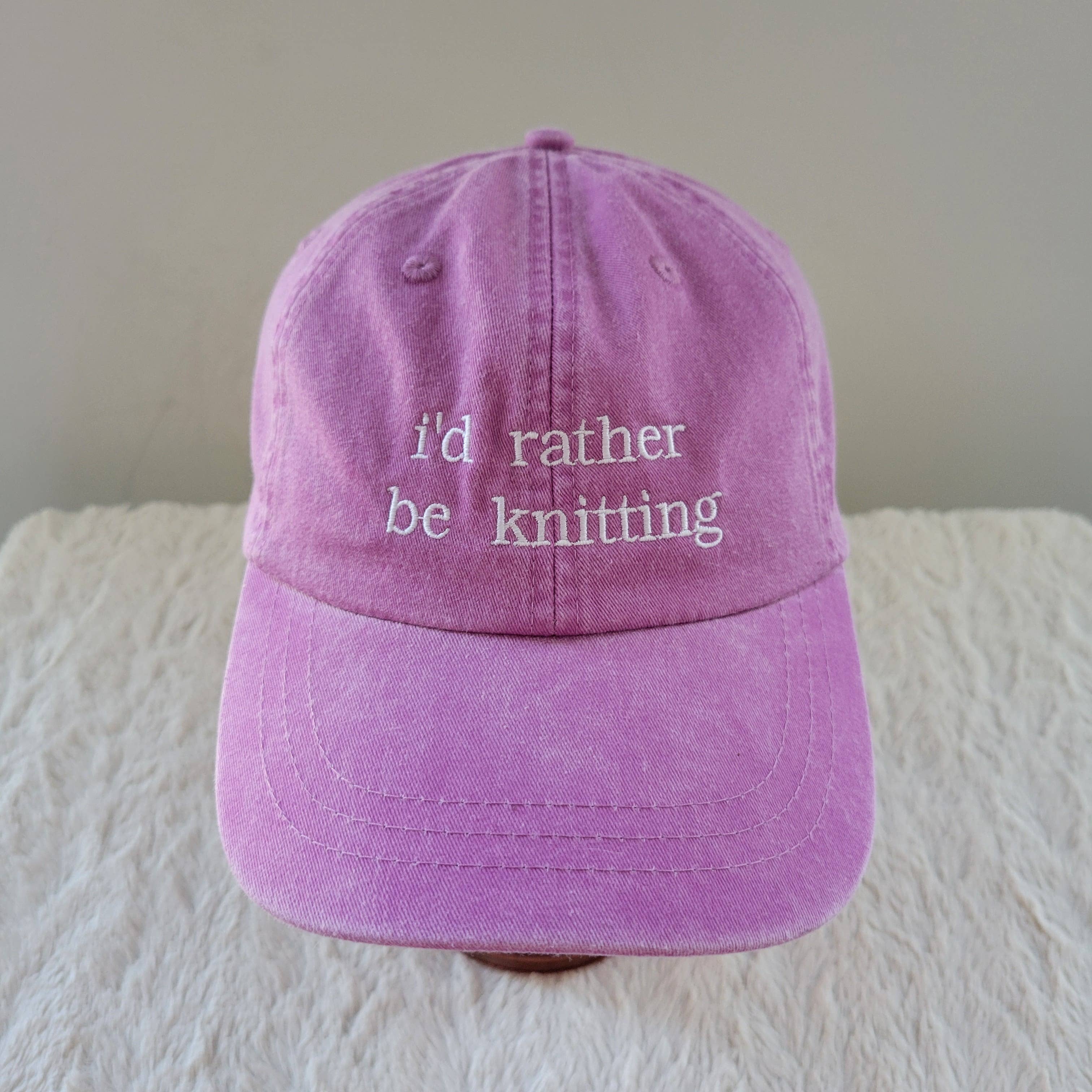 "i'd rather be knitting" Baseball Hat