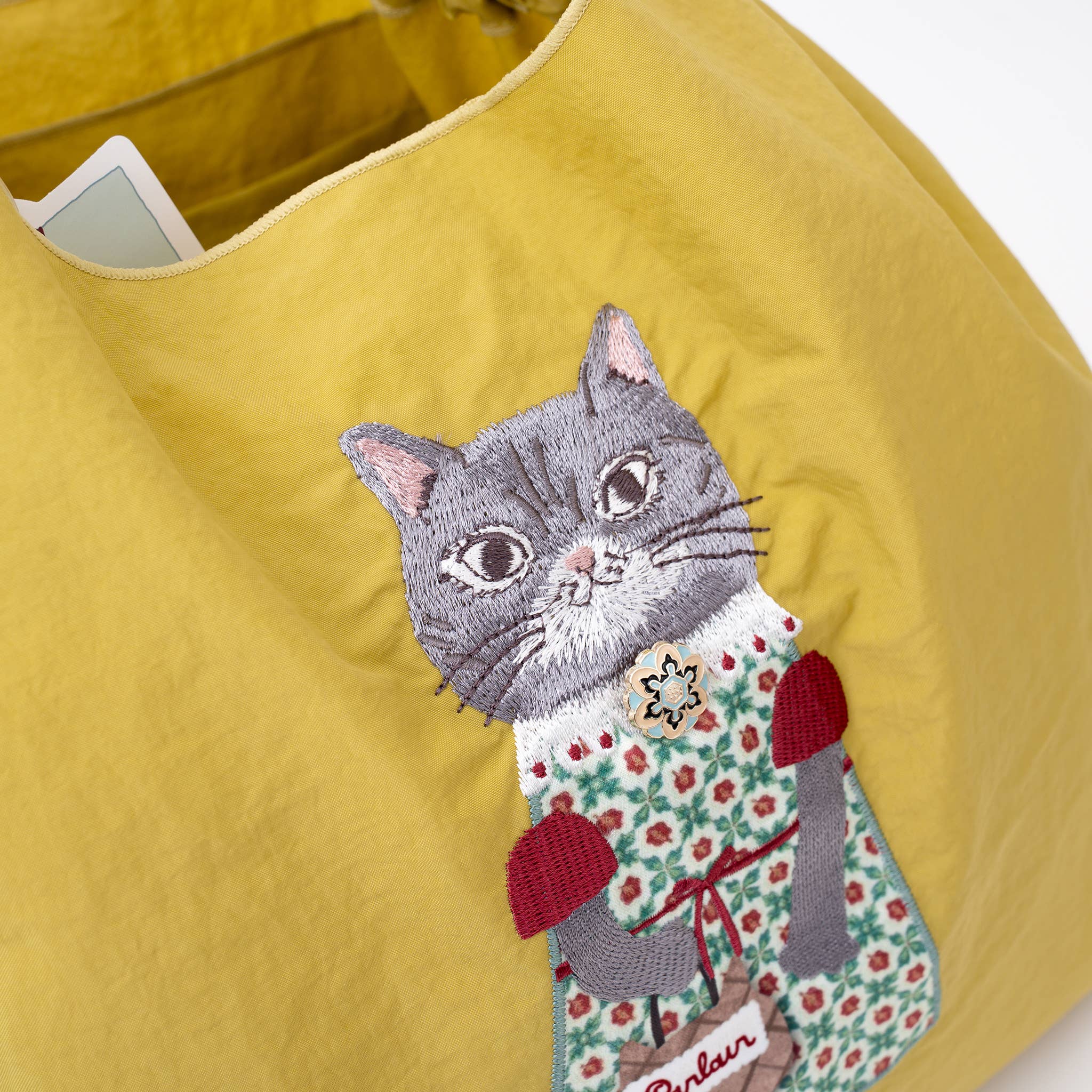 Kusuguru Embroidered Cat Nylon Versatile Shoulder Bag