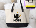 Nope No Kings Black Cat - Anti Trump Protest Tote Bag