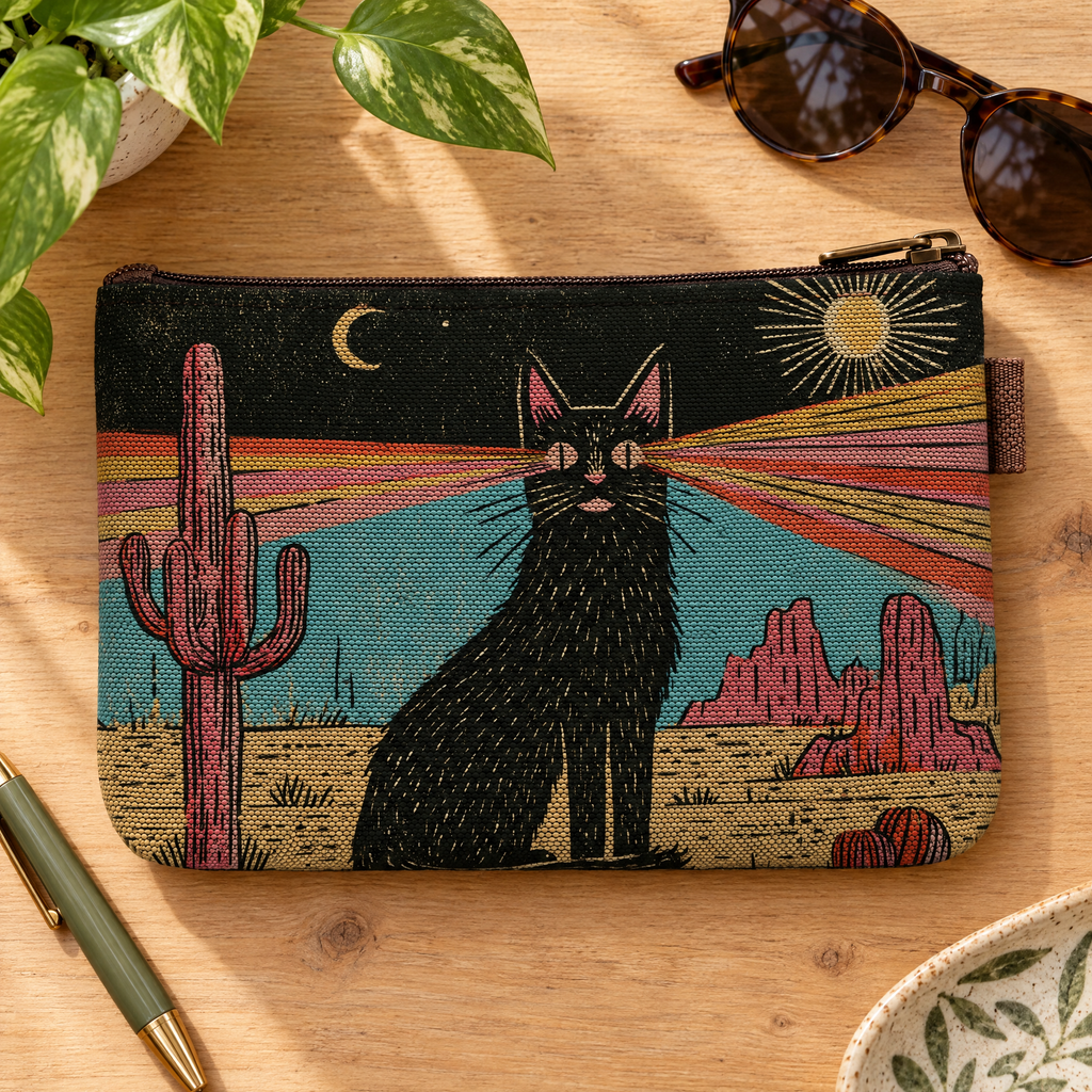Cosmic Rainbow Cat – Retro Zipper Pouch