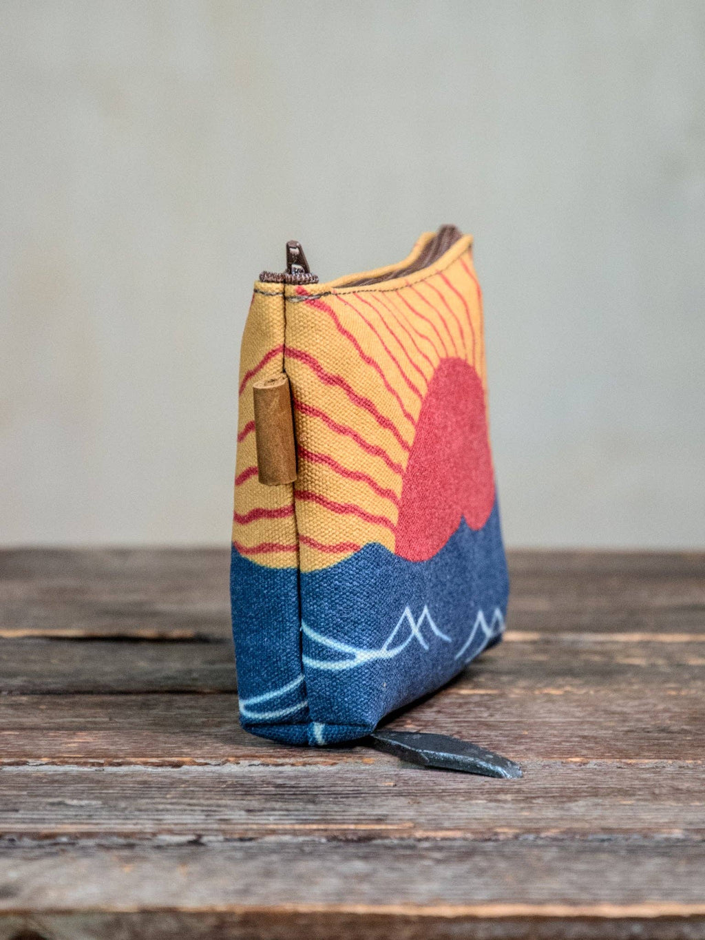 Sun and Sea Handprinted Canvas Zipper Pouch