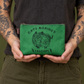 Cats Against Fascism Handprinted Canvas Zipper Pouch