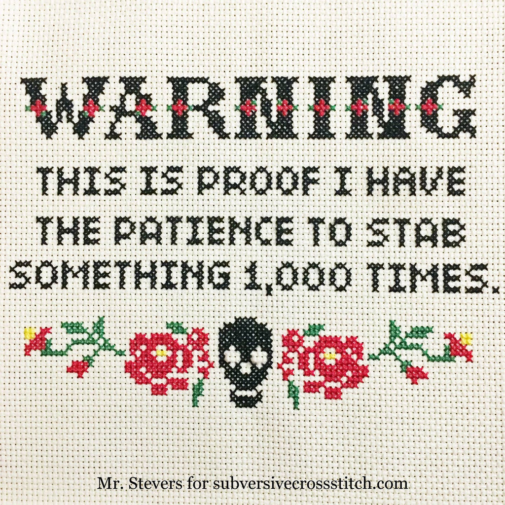 Warning - Stabby! Deluxe Cross Stitch Kit