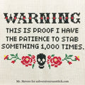 Warning - Stabby! Deluxe Cross Stitch Kit