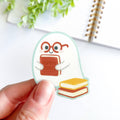 Cute Reading Ghost | Ghost & Books Waterproof Vinyl Sticker