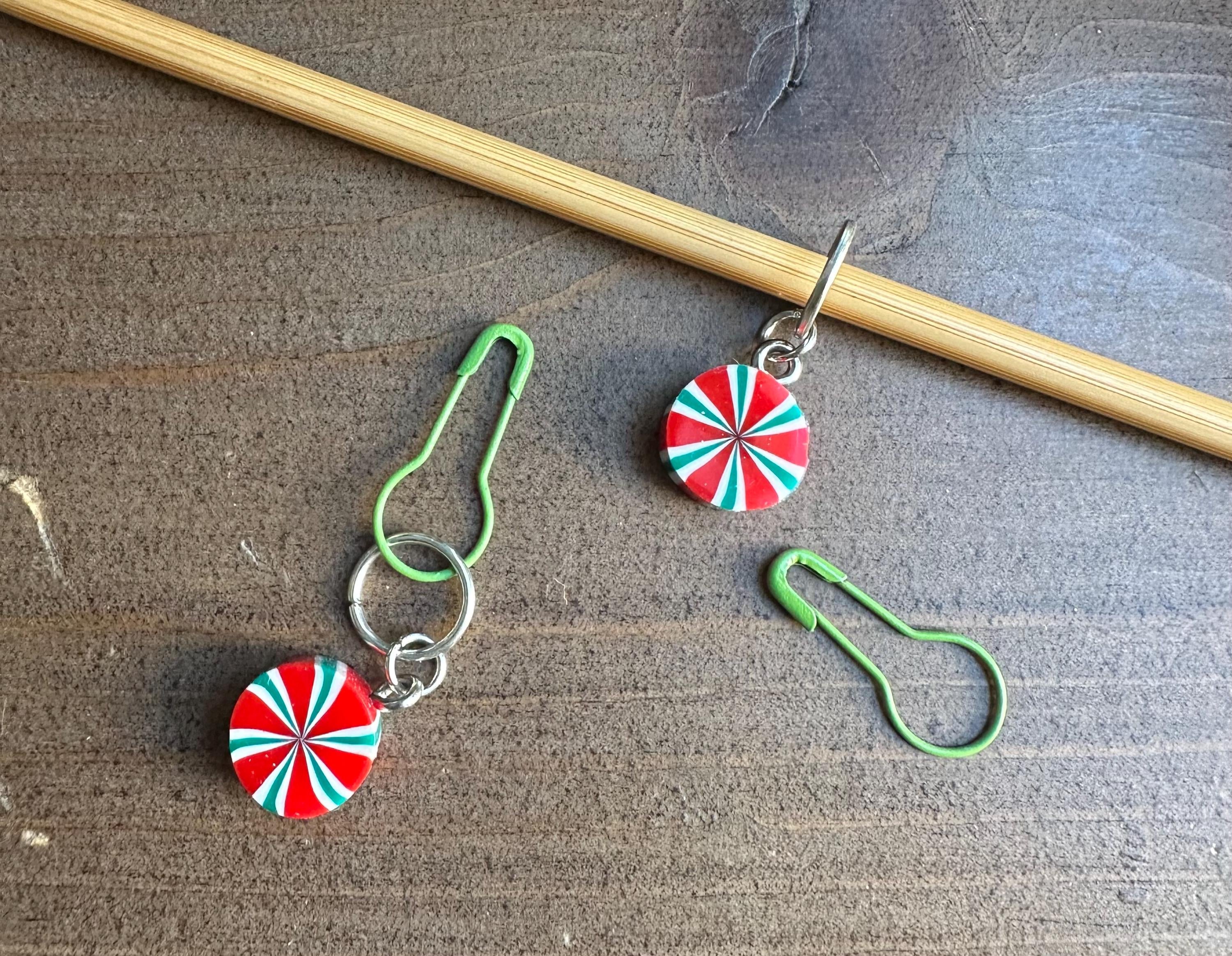 Peppermint  stitch marker set - 2 piece