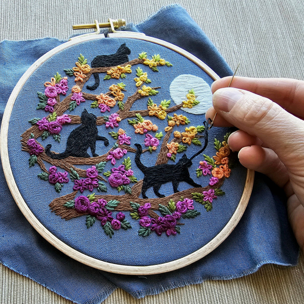 Cats & Full Moon Embroidery Kit