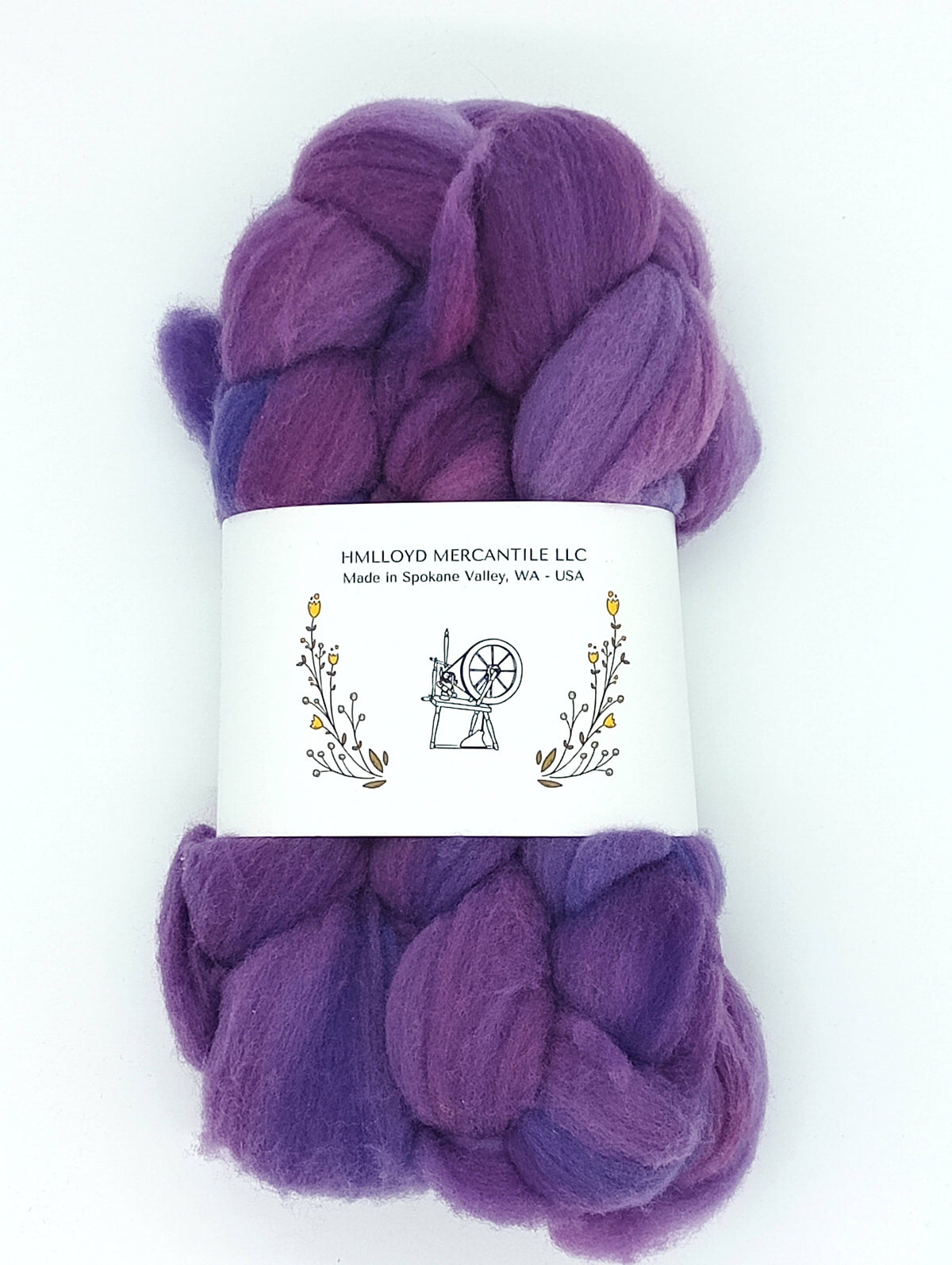 HM Lloyd Merino Hand Dyed Roving - 100 g. braids - Deep Purple 100