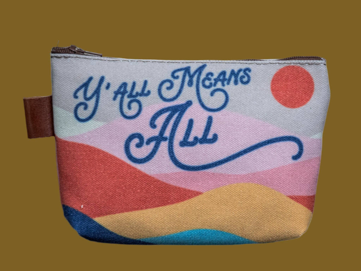 Y'all Means All Mountain Handprinted Canvas Zipper Pouch
