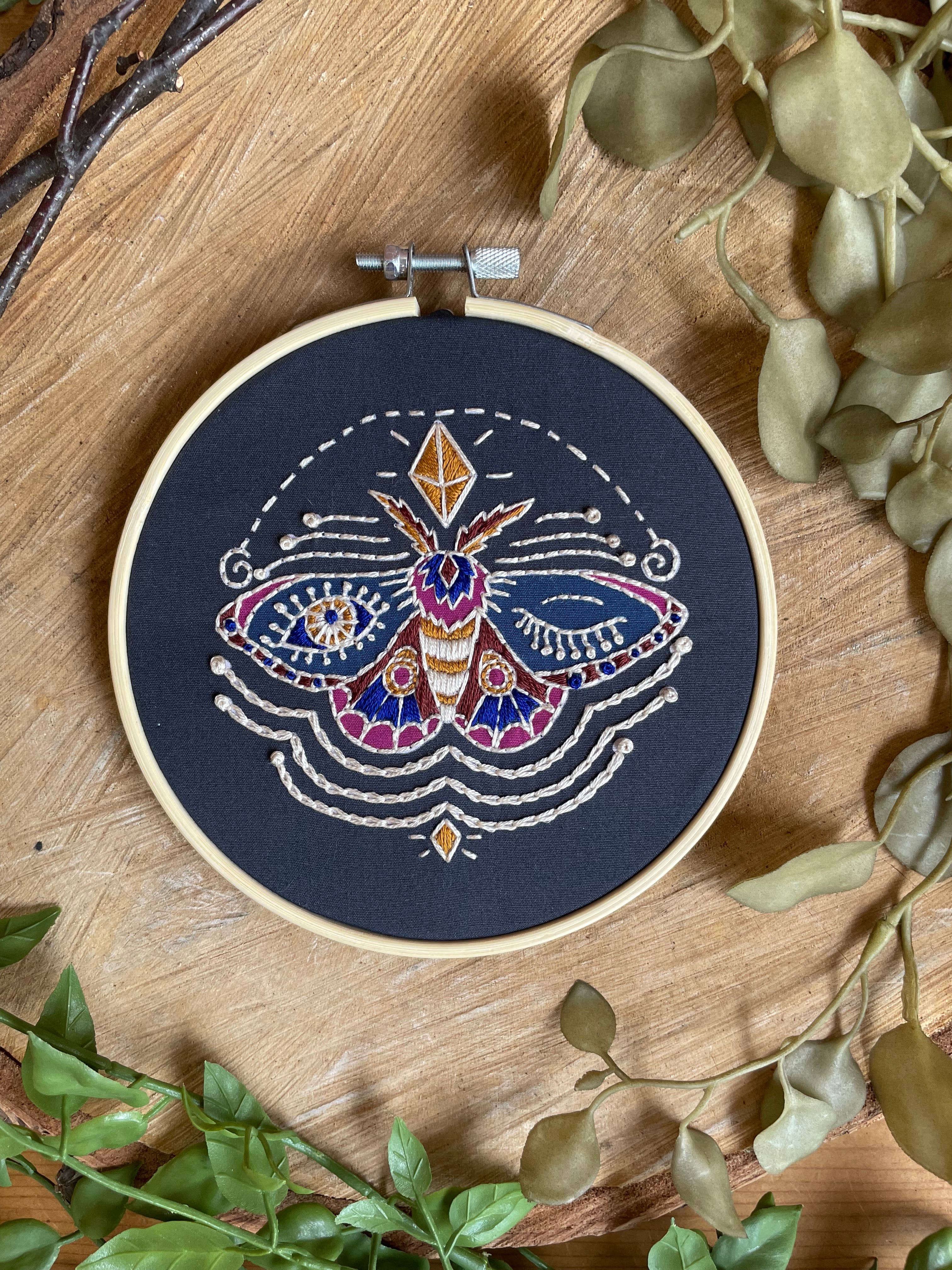 DIY Stitch Kit -  Winking Moth Embroidery Kit