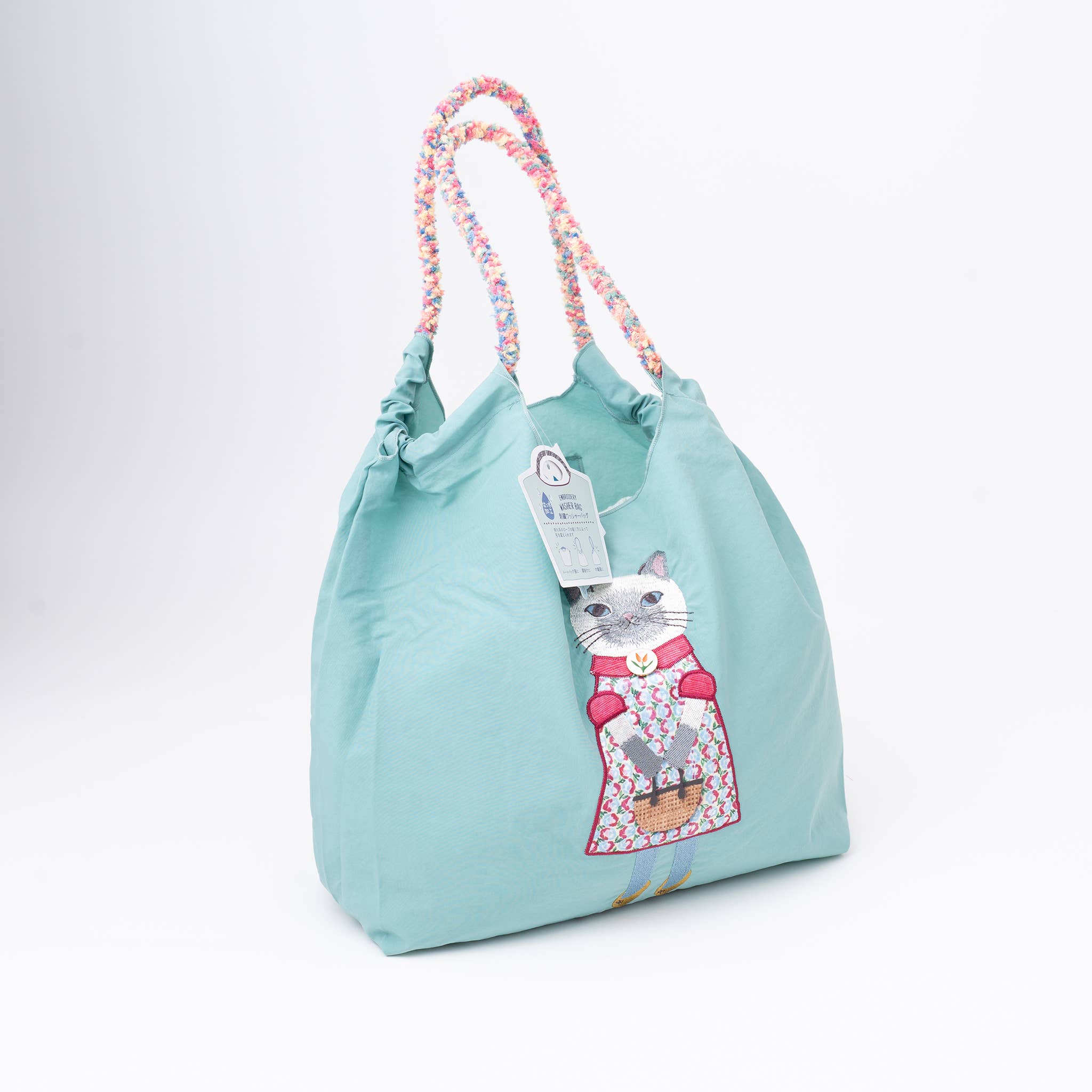 Kusuguru Embroidered Cat Nylon Versatile Shoulder Bag