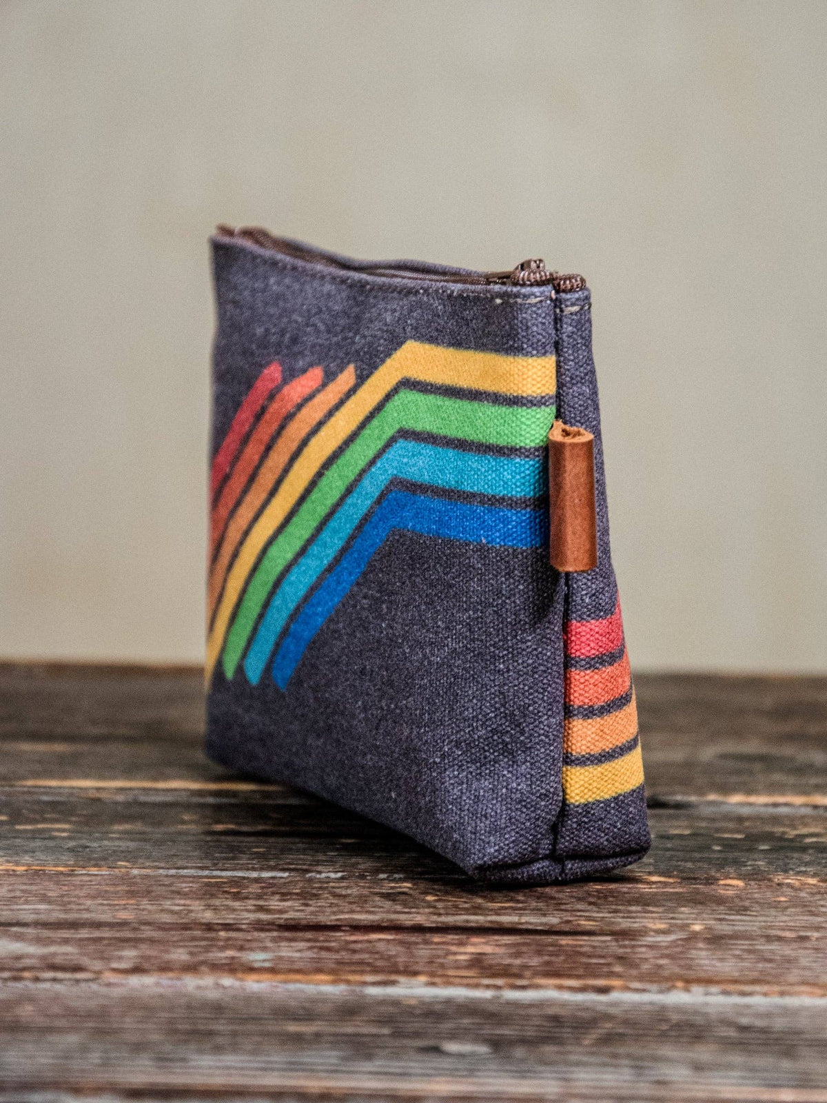 80's Stripes Hand Printed Canvas Zipper Pouch
